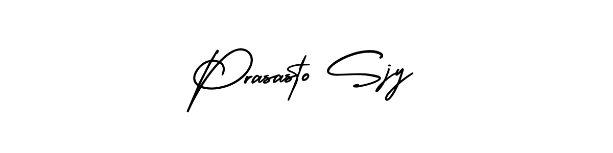 if you are searching for the best signature style for your name Prasasto Sjy. so please give up your signature search. here we have designed multiple signature styles  using AmerikaSignatureDemo-Regular. Prasasto Sjy signature style 3 images and pictures png
