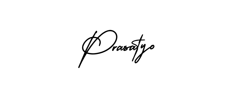 The best way (AmerikaSignatureDemo-Regular) to make a short signature is to pick only two or three words in your name. The name Prasatyo include a total of six letters. For converting this name. Prasatyo signature style 3 images and pictures png