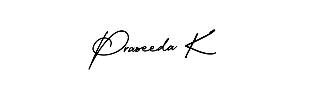 Design your own signature with our free online signature maker. With this signature software, you can create a handwritten (AmerikaSignatureDemo-Regular) signature for name Praseeda K. Praseeda K signature style 3 images and pictures png