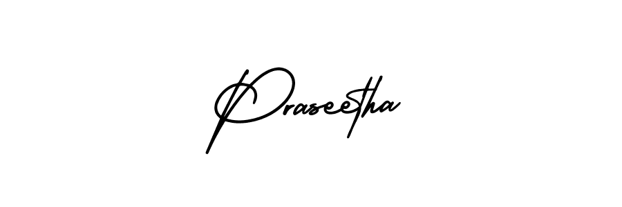 The best way (AmerikaSignatureDemo-Regular) to make a short signature is to pick only two or three words in your name. The name Praseetha include a total of six letters. For converting this name. Praseetha signature style 3 images and pictures png