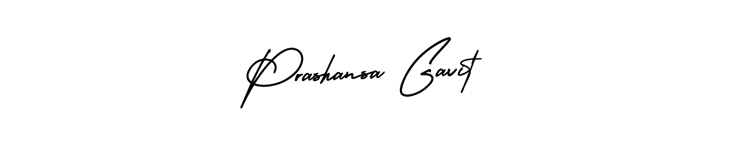 You should practise on your own different ways (AmerikaSignatureDemo-Regular) to write your name (Prashansa Gavit) in signature. don't let someone else do it for you. Prashansa Gavit signature style 3 images and pictures png