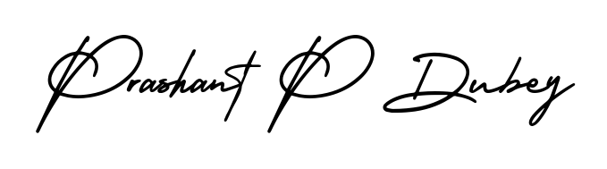 The AmerikaSignatureDemo-Regular handwriting style adds charm and authenticity to name Prashant P Dubey. A wonderful choice for personal thank-you notes. Prashant P Dubey signature style 3 images and pictures png