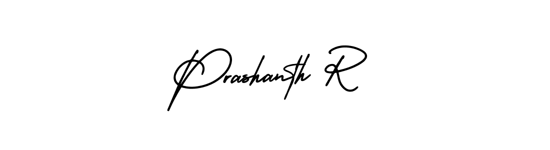 You should practise on your own different ways (AmerikaSignatureDemo-Regular) to write your name (Prashanth R) in signature. don't let someone else do it for you. Prashanth R signature style 3 images and pictures png