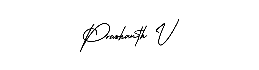 How to make Prashanth V name signature. Use AmerikaSignatureDemo-Regular style for creating short signs online. This is the latest handwritten sign. Prashanth V signature style 3 images and pictures png