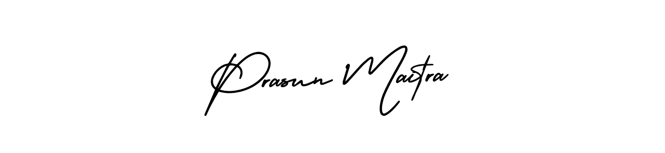 You should practise on your own different ways (AmerikaSignatureDemo-Regular) to write your name (Prasun Maitra) in signature. don't let someone else do it for you. Prasun Maitra signature style 3 images and pictures png