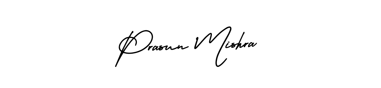 You should practise on your own different ways (AmerikaSignatureDemo-Regular) to write your name (Prasun Mishra) in signature. don't let someone else do it for you. Prasun Mishra signature style 3 images and pictures png