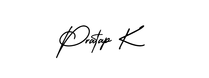 Design your own signature with our free online signature maker. With this signature software, you can create a handwritten (AmerikaSignatureDemo-Regular) signature for name Pratap K. Pratap K signature style 3 images and pictures png