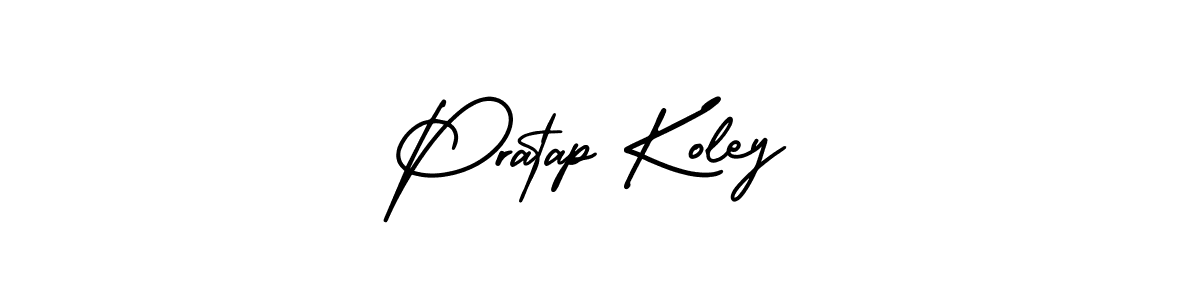 How to make Pratap Koley name signature. Use AmerikaSignatureDemo-Regular style for creating short signs online. This is the latest handwritten sign. Pratap Koley signature style 3 images and pictures png