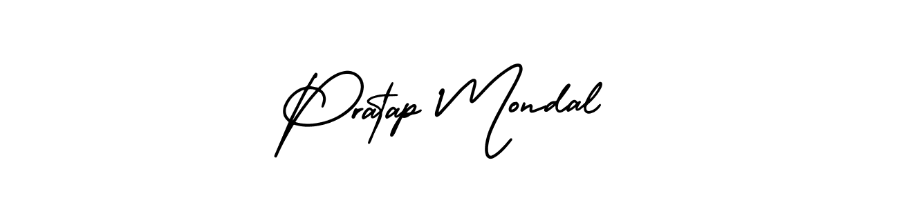 The best way (AmerikaSignatureDemo-Regular) to make a short signature is to pick only two or three words in your name. The name Pratap Mondal include a total of six letters. For converting this name. Pratap Mondal signature style 3 images and pictures png