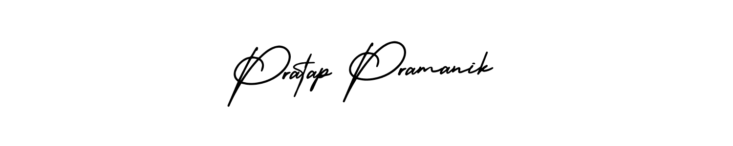 The best way (AmerikaSignatureDemo-Regular) to make a short signature is to pick only two or three words in your name. The name Pratap Pramanik include a total of six letters. For converting this name. Pratap Pramanik signature style 3 images and pictures png