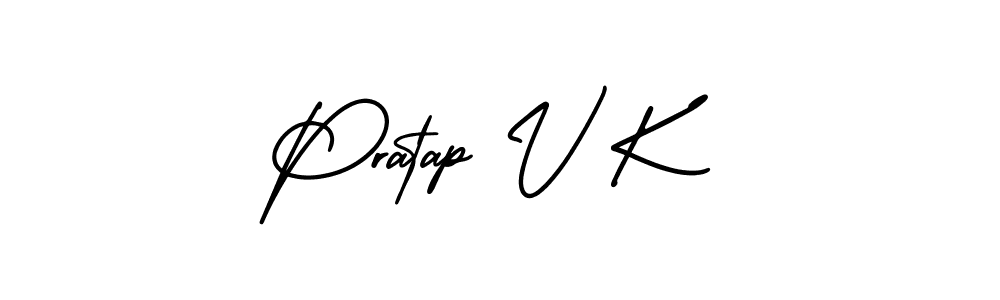 The best way (AmerikaSignatureDemo-Regular) to make a short signature is to pick only two or three words in your name. The name Pratap V K include a total of six letters. For converting this name. Pratap V K signature style 3 images and pictures png