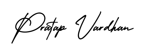 Download transparent PNG signature for name Pratap Vardhan styled with AmerikaSignatureDemo-Regular font. Ready to paste directly into PDF and Word agreements. Pratap Vardhan signature style 3 images and pictures png
