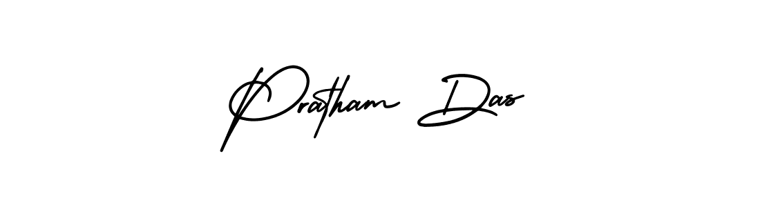 The best way (AmerikaSignatureDemo-Regular) to make a short signature is to pick only two or three words in your name. The name Pratham Das include a total of six letters. For converting this name. Pratham Das signature style 3 images and pictures png