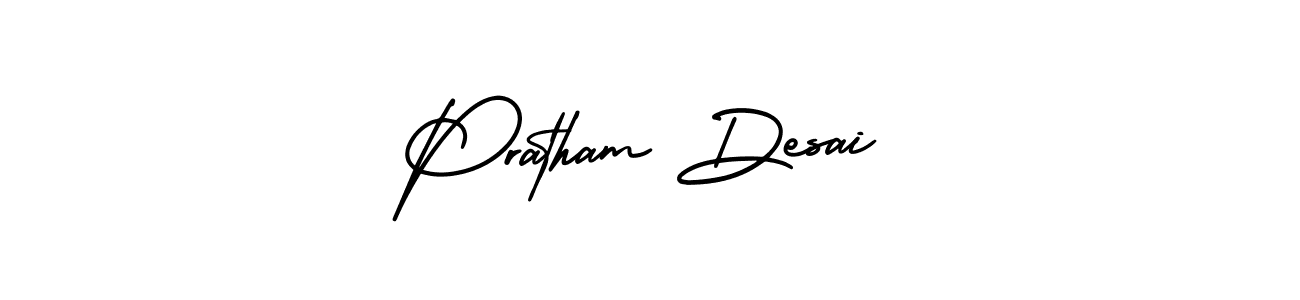 It looks lik you need a new signature style for name Pratham Desai. Design unique handwritten (AmerikaSignatureDemo-Regular) signature with our free signature maker in just a few clicks. Pratham Desai signature style 3 images and pictures png