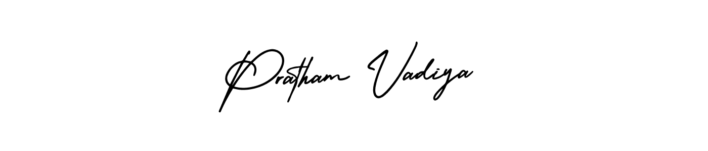 if you are searching for the best signature style for your name Pratham Vadiya. so please give up your signature search. here we have designed multiple signature styles  using AmerikaSignatureDemo-Regular. Pratham Vadiya signature style 3 images and pictures png