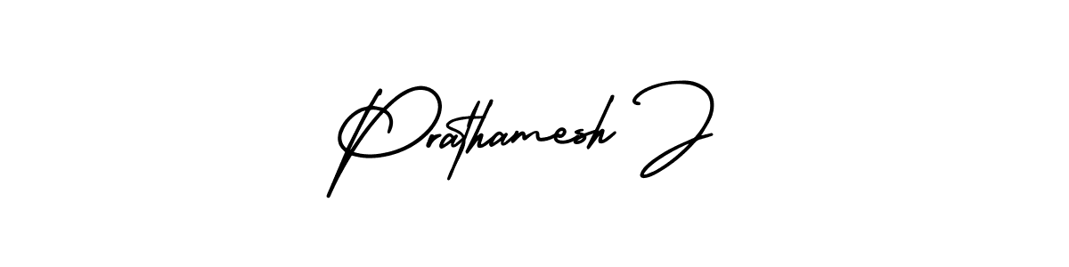 Use a signature maker to create a handwritten signature online. With this signature software, you can design (AmerikaSignatureDemo-Regular) your own signature for name Prathamesh J. Prathamesh J signature style 3 images and pictures png