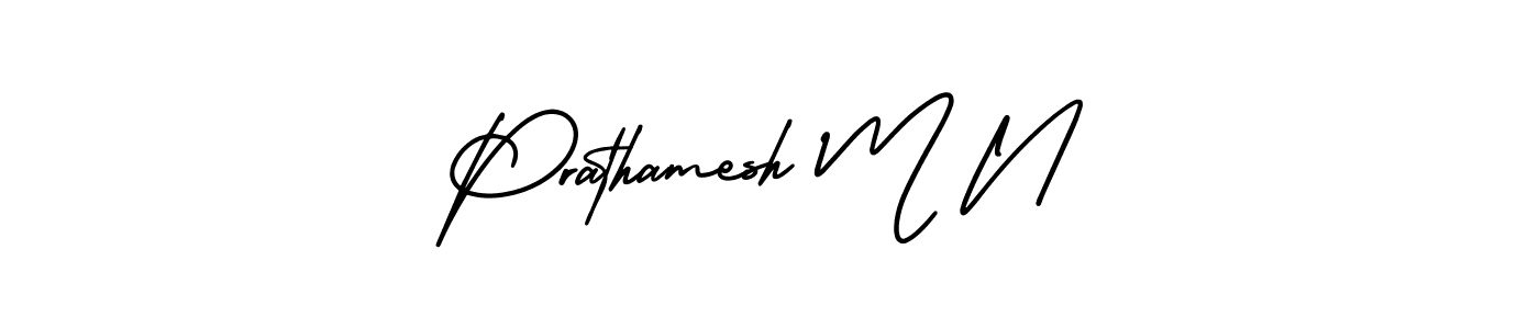 Prathamesh M N stylish signature style. Best Handwritten Sign (AmerikaSignatureDemo-Regular) for my name. Handwritten Signature Collection Ideas for my name Prathamesh M N. Prathamesh M N signature style 3 images and pictures png