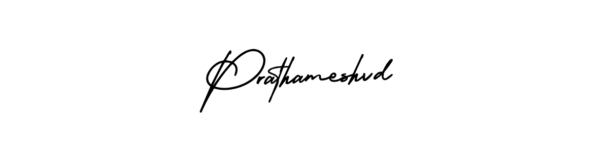 You should practise on your own different ways (AmerikaSignatureDemo-Regular) to write your name (Prathameshvd) in signature. don't let someone else do it for you. Prathameshvd signature style 3 images and pictures png