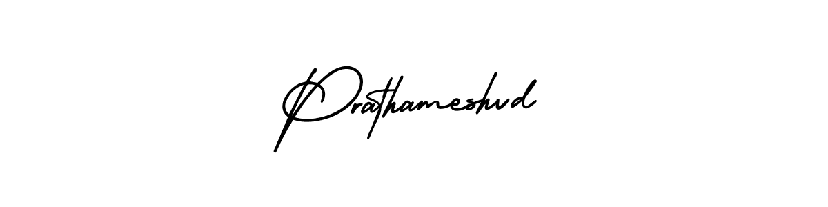 You should practise on your own different ways (AmerikaSignatureDemo-Regular) to write your name (Prathameshvd) in signature. don't let someone else do it for you. Prathameshvd signature style 3 images and pictures png