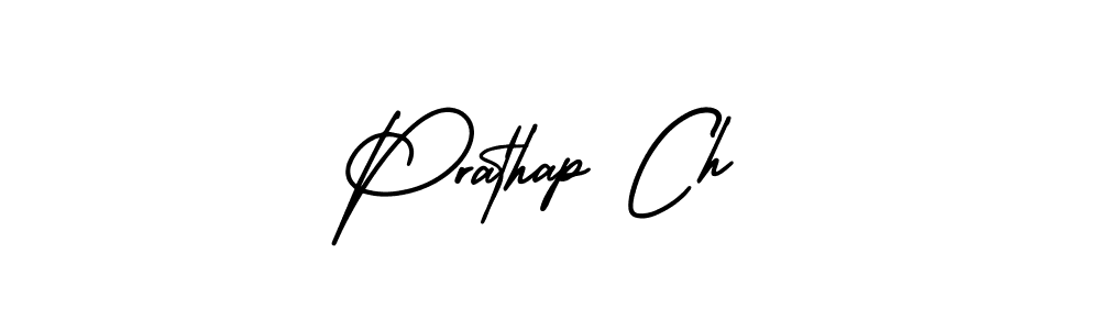 You should practise on your own different ways (AmerikaSignatureDemo-Regular) to write your name (Prathap Ch) in signature. don't let someone else do it for you. Prathap Ch signature style 3 images and pictures png