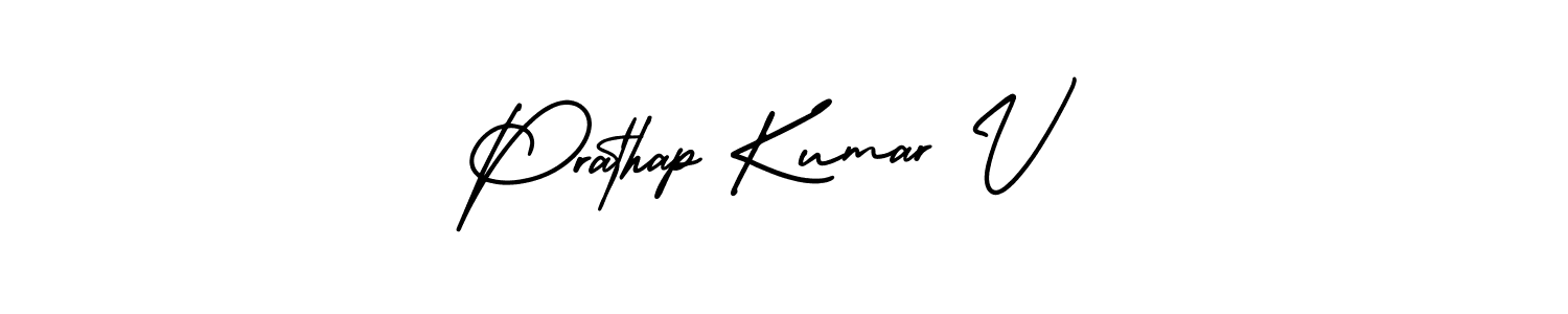 Use a signature maker to create a handwritten signature online. With this signature software, you can design (AmerikaSignatureDemo-Regular) your own signature for name Prathap Kumar V. Prathap Kumar V signature style 3 images and pictures png