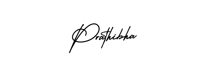 You should practise on your own different ways (AmerikaSignatureDemo-Regular) to write your name (Prathibha) in signature. don't let someone else do it for you. Prathibha signature style 3 images and pictures png