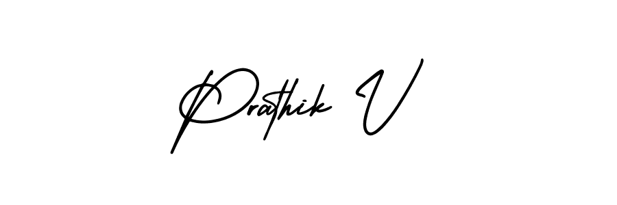 AmerikaSignatureDemo-Regular is a professional signature style that is perfect for those who want to add a touch of class to their signature. It is also a great choice for those who want to make their signature more unique. Get Prathik V name to fancy signature for free. Prathik V signature style 3 images and pictures png