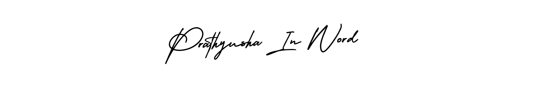 You should practise on your own different ways (AmerikaSignatureDemo-Regular) to write your name (Prathyusha In Word) in signature. don't let someone else do it for you. Prathyusha In Word signature style 3 images and pictures png