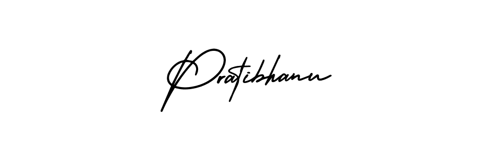The best way (AmerikaSignatureDemo-Regular) to make a short signature is to pick only two or three words in your name. The name Pratibhanu include a total of six letters. For converting this name. Pratibhanu signature style 3 images and pictures png