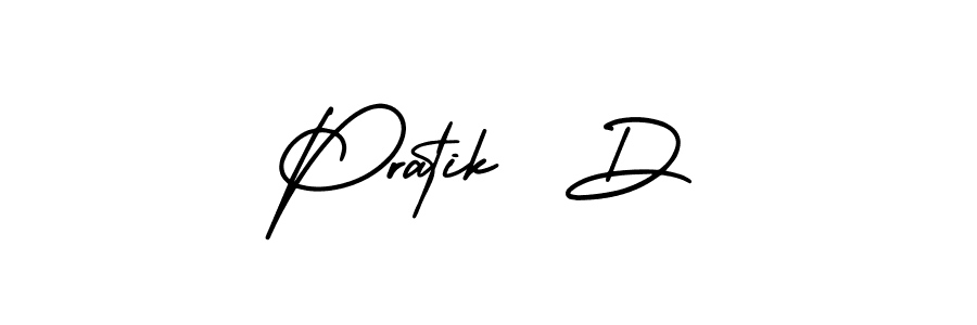The best way (AmerikaSignatureDemo-Regular) to make a short signature is to pick only two or three words in your name. The name Pratik  D include a total of six letters. For converting this name. Pratik  D signature style 3 images and pictures png