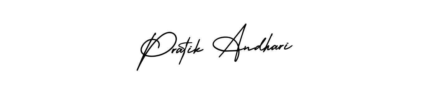 Similarly AmerikaSignatureDemo-Regular is the best handwritten signature design. Signature creator online .You can use it as an online autograph creator for name Pratik Andhari. Pratik Andhari signature style 3 images and pictures png