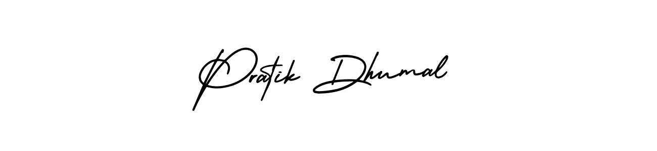 The best way (AmerikaSignatureDemo-Regular) to make a short signature is to pick only two or three words in your name. The name Pratik Dhumal include a total of six letters. For converting this name. Pratik Dhumal signature style 3 images and pictures png