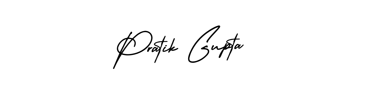 The best way (AmerikaSignatureDemo-Regular) to make a short signature is to pick only two or three words in your name. The name Pratik Gupta include a total of six letters. For converting this name. Pratik Gupta signature style 3 images and pictures png