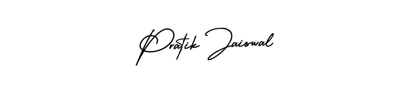 The best way (AmerikaSignatureDemo-Regular) to make a short signature is to pick only two or three words in your name. The name Pratik Jaiswal include a total of six letters. For converting this name. Pratik Jaiswal signature style 3 images and pictures png