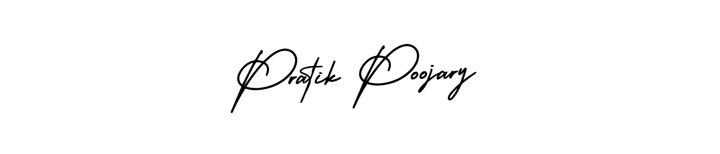 This is the best signature style for the Pratik Poojary name. Also you like these signature font (AmerikaSignatureDemo-Regular). Mix name signature. Pratik Poojary signature style 3 images and pictures png