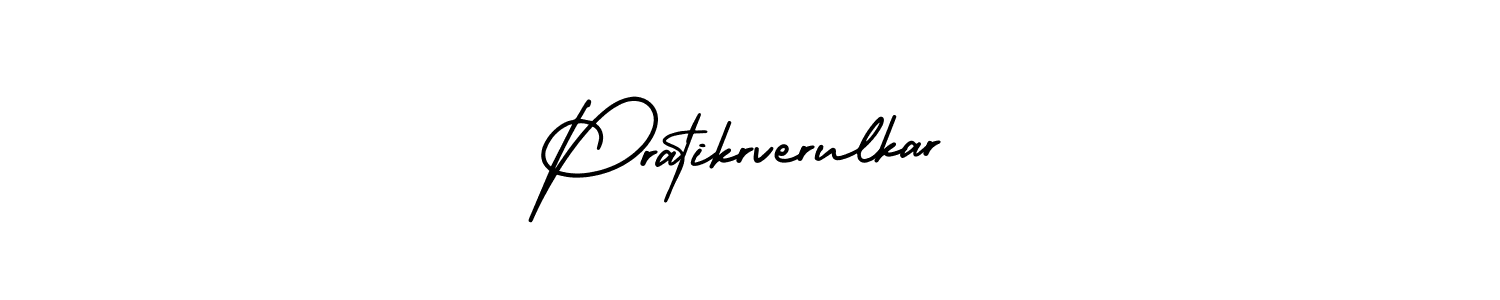 The best way (AmerikaSignatureDemo-Regular) to make a short signature is to pick only two or three words in your name. The name Pratikrverulkar include a total of six letters. For converting this name. Pratikrverulkar signature style 3 images and pictures png