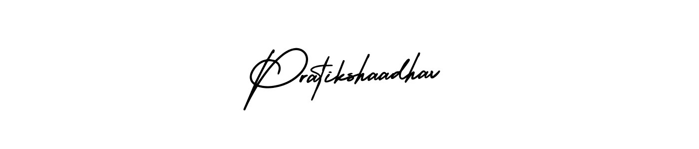 The best way (AmerikaSignatureDemo-Regular) to make a short signature is to pick only two or three words in your name. The name Pratikshaadhav include a total of six letters. For converting this name. Pratikshaadhav signature style 3 images and pictures png