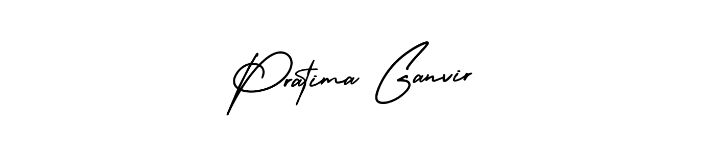 The best way (AmerikaSignatureDemo-Regular) to make a short signature is to pick only two or three words in your name. The name Pratima Ganvir include a total of six letters. For converting this name. Pratima Ganvir signature style 3 images and pictures png