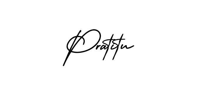 How to make Pratitu name signature. Use AmerikaSignatureDemo-Regular style for creating short signs online. This is the latest handwritten sign. Pratitu signature style 3 images and pictures png