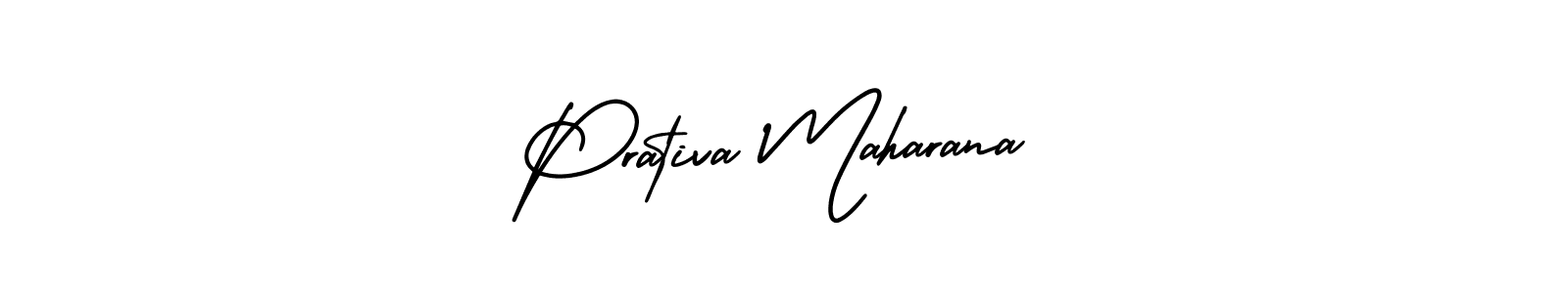 The best way (AmerikaSignatureDemo-Regular) to make a short signature is to pick only two or three words in your name. The name Prativa Maharana include a total of six letters. For converting this name. Prativa Maharana signature style 3 images and pictures png