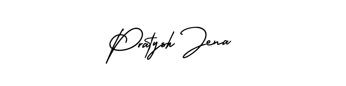 The best way (AmerikaSignatureDemo-Regular) to make a short signature is to pick only two or three words in your name. The name Pratysh Jena include a total of six letters. For converting this name. Pratysh Jena signature style 3 images and pictures png