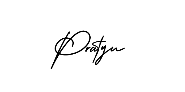 How to make Pratyu name signature. Use AmerikaSignatureDemo-Regular style for creating short signs online. This is the latest handwritten sign. Pratyu signature style 3 images and pictures png