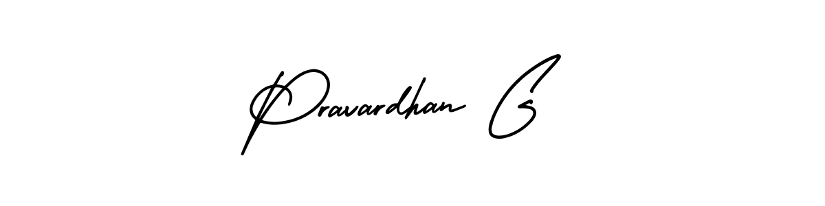 You should practise on your own different ways (AmerikaSignatureDemo-Regular) to write your name (Pravardhan G) in signature. don't let someone else do it for you. Pravardhan G signature style 3 images and pictures png