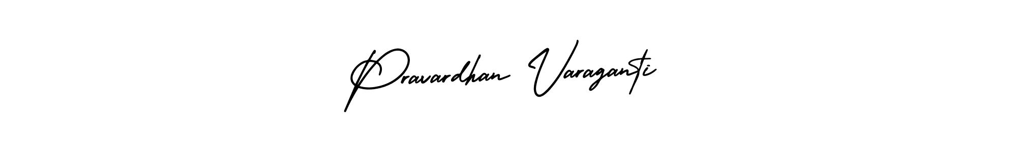 The best way (AmerikaSignatureDemo-Regular) to make a short signature is to pick only two or three words in your name. The name Pravardhan Varaganti include a total of six letters. For converting this name. Pravardhan Varaganti signature style 3 images and pictures png