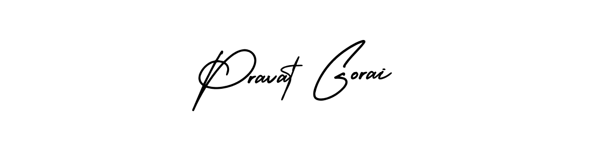 The best way (AmerikaSignatureDemo-Regular) to make a short signature is to pick only two or three words in your name. The name Pravat Gorai include a total of six letters. For converting this name. Pravat Gorai signature style 3 images and pictures png