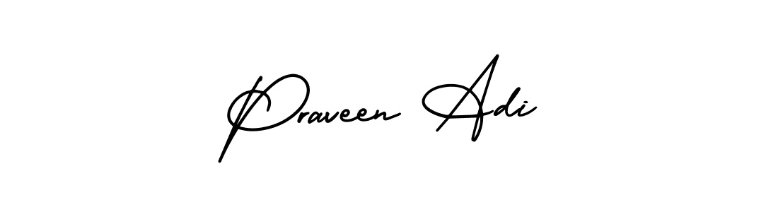 Also You can easily find your signature by using the search form. We will create Praveen Adi name handwritten signature images for you free of cost using AmerikaSignatureDemo-Regular sign style. Praveen Adi signature style 3 images and pictures png