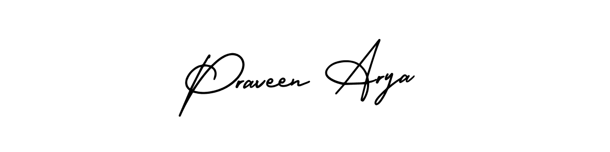 This is the best signature style for the Praveen Arya name. Also you like these signature font (AmerikaSignatureDemo-Regular). Mix name signature. Praveen Arya signature style 3 images and pictures png
