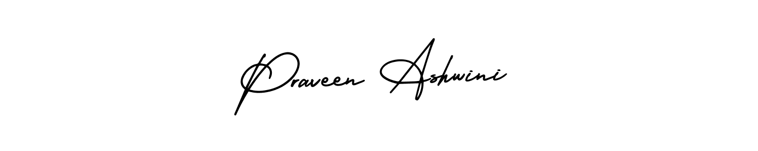 The best way (AmerikaSignatureDemo-Regular) to make a short signature is to pick only two or three words in your name. The name Praveen Ashwini include a total of six letters. For converting this name. Praveen Ashwini signature style 3 images and pictures png