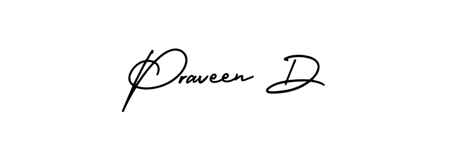 How to Draw Praveen D signature style? AmerikaSignatureDemo-Regular is a latest design signature styles for name Praveen D. Praveen D signature style 3 images and pictures png