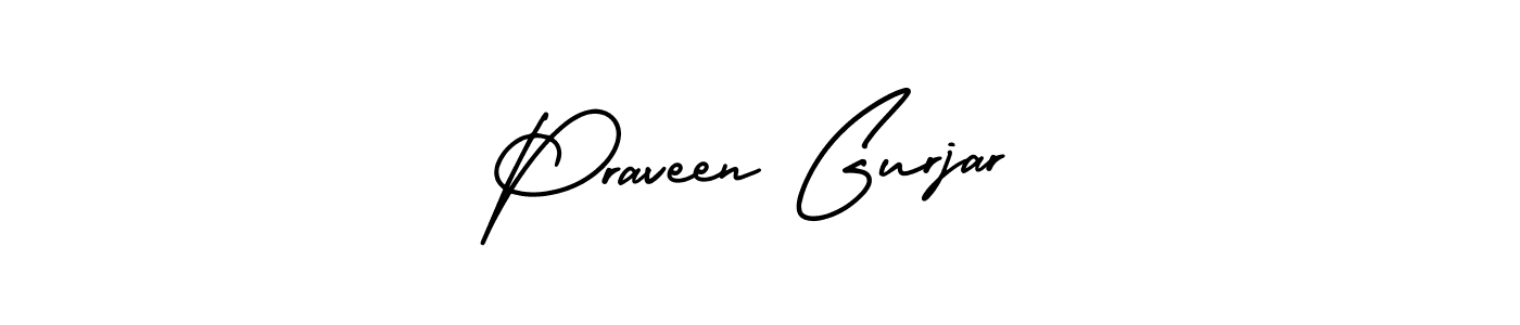 Praveen Gurjar stylish signature style. Best Handwritten Sign (AmerikaSignatureDemo-Regular) for my name. Handwritten Signature Collection Ideas for my name Praveen Gurjar. Praveen Gurjar signature style 3 images and pictures png